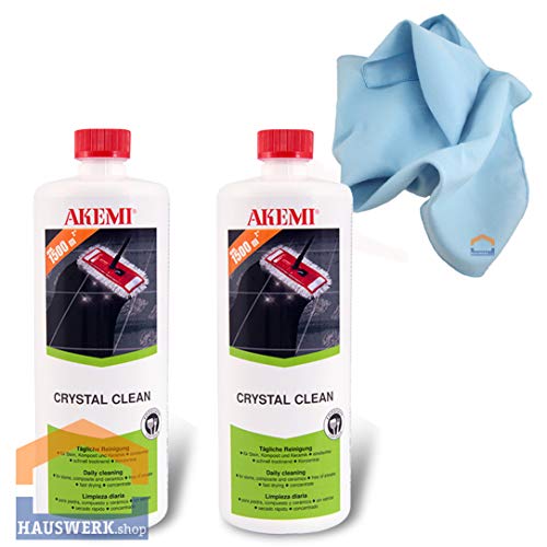Hauswerk.shop Akemi Crystal Clean 2 x 1 Liter Flasche und 1 Microfasertuch Cover