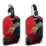 Gepäckanhänger aus Leder mit Krähen-Mond-Design für Koffer und Reisen, Gepäcketiketten, 2 Stück