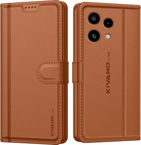 Image of KIVANO LUXE Compatible for Nothing Phone 3(a) Lite 5G Artisanal Leather Wallet Case with Card Holder for Men Women, Magnetic Flip Folio Cover with Stand RFID Blocking Cell