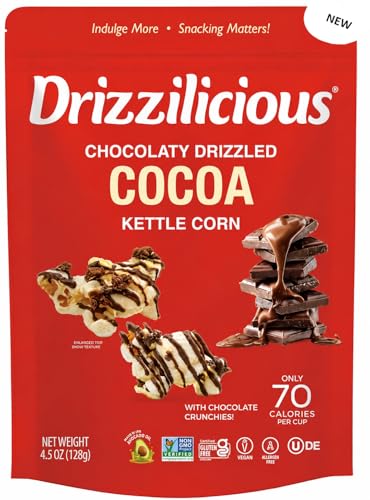 Drizzilicious Chocolaty Drizzled Cocoa Kettle Corn, Vegan, Gluten-Free, Non-GMO, with