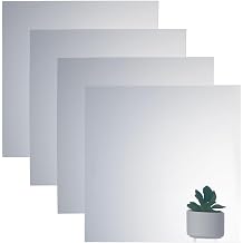 NBEADS 4 Pcs Two Way Mirror Glass, 11.8x11.8 Inch Acrylic See Through Mirror Sheet for Makeup DIY Magic Project Art Display, Square, Silver