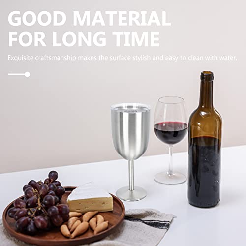 Taça de vinho de aço inoxidável: taças inquebráveis isoladas de parede dupla com tampa resistente a
