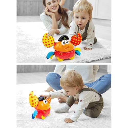 Image of Winfun: Shakin 'N Wobble Crab - Lights & Sounds Motion Toy, Button Activated Sideways Crab Walk, Flashing Lights, Sensory Toy, Baby Toddler Ages 9mo+