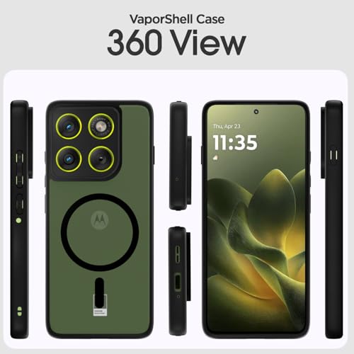 Image of Amazon Basics Back Cover for Motorola Moto Edge 70 5G Compatible with Mag-Safe Smoke Back | Shockproof Design | Hard Transparent Back Case (Black Smoke Mag-Safe)