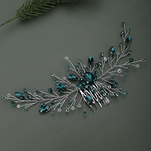 Peigne à cheveux de mariée strass verts pour sublimer votre chignon de mariage