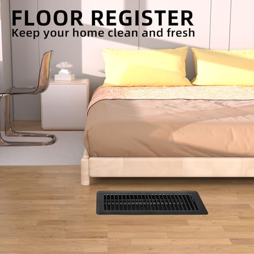Pluden 8PCS 4"" x 10"" Floor Register, Heavy Duty Floor Vents, Metal Heat Air Vent Covers Rust Proof Finish 4 x 10'' Walkable Floor Vent Covers for Home Floor Wall Ceiling ﻿, Black by Pluden - Image 2
