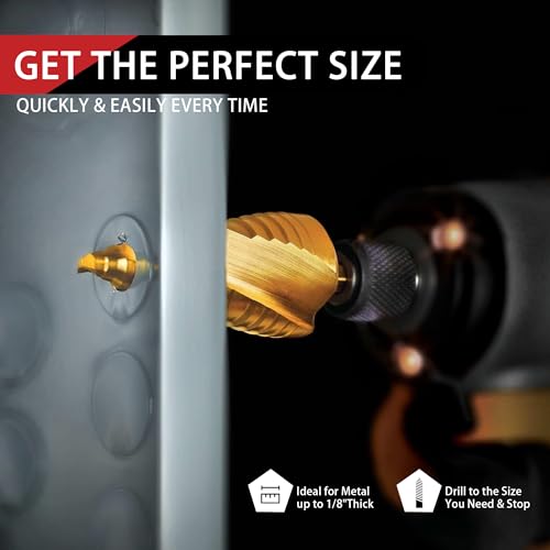Aimlentool SD-3PCS 3Pc Step Drill Bit Set, 1/4 Inch Hex Shank High-Speed Steel Spiral Grooved Step Drill Bit For Sheet Aluminium Metal Wood Hole Drilling thumb #6
