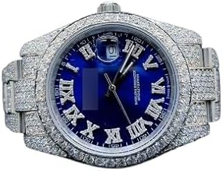 BENIYAZ Men’s Moissanite Diamond Watch – Full Silver Tone Round Dial Luxury Iced Out Timepiece with Fully Paved Bracelet, Simulated Diamond Bezel, Hip Hop Bling Moissanite Wrist Watch, Premium Gift for Him