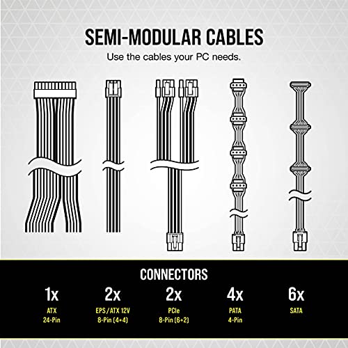 Image of CORSAIR CX750M 80 Plus Bronze Semi-Modular Low-Noise ATX 750 Watt Power Supply - NA - Black