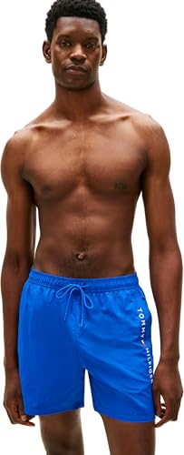 Image of Tommy Hilfiger Men's Medium Drawstring Zip Pocket UM0UM03748 Swim Trunk, Blue (Regal Blue), M