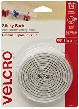 VELCRO Brand 5 Ft x 3/4 In | White Tape Roll with Adhesive | Cut Strips to Length | Sticky Back Hook and Loop Fasteners | Perfect for Home, Office or Classroom