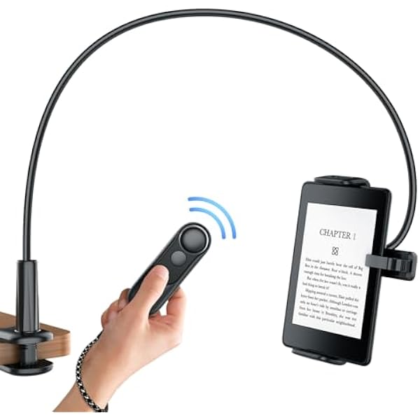 Stojak na Tablet do Czytania na Kindle z Zdalne Przewracacz Stron (HKRC004), Stojak na czytniki eReaders z Pilot Przewracania Stron, Akcesoria do Czytania Kindle/iPad/Tablet/KoBo w Lóżku