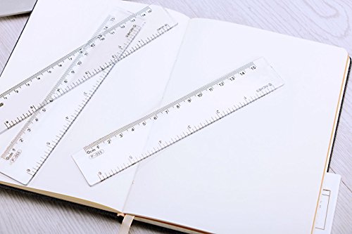 6 Inches Plastic Straight Hard Ruler 4 Pack Viaky See Through Flexible Ruler With Inches And Metric Measuring Tool For Student School Office, Clear #TOP2