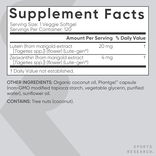 image for Sports Research® Lutein and Zeaxanthin Capsules - Eye Health Support 