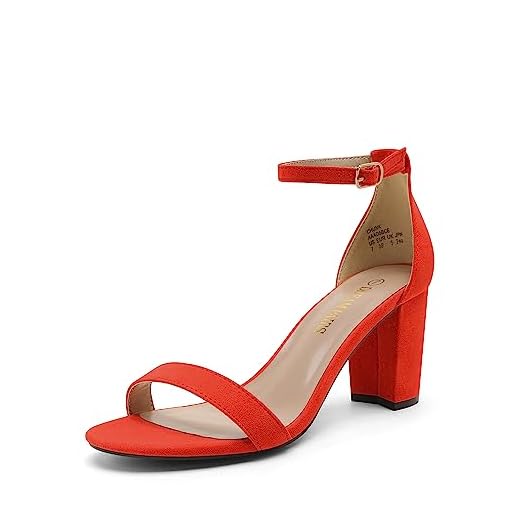 DREAM PAIRS Women's Chunk Red Suede Low Heel Pump Sandals - 9 M US