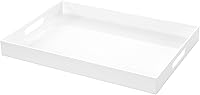 White 14x20 Acrylic Ottoman Tray with Handles - Versatile Serving Tray for Coffee Table, Breakfast Bed, Living Room Decor