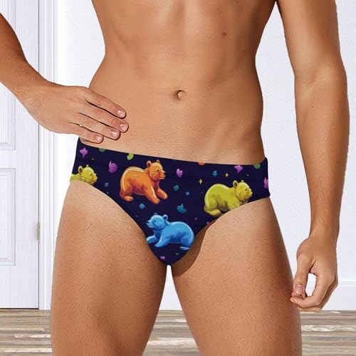 Colorful Bear Mens Swim Briefs Quick Dry Swim Trunk Bikini Underwear Swimsuit4