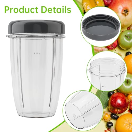 Juego 2 vasos reutilizables de 24 oz para licuadora Nutribullet miniatura 6