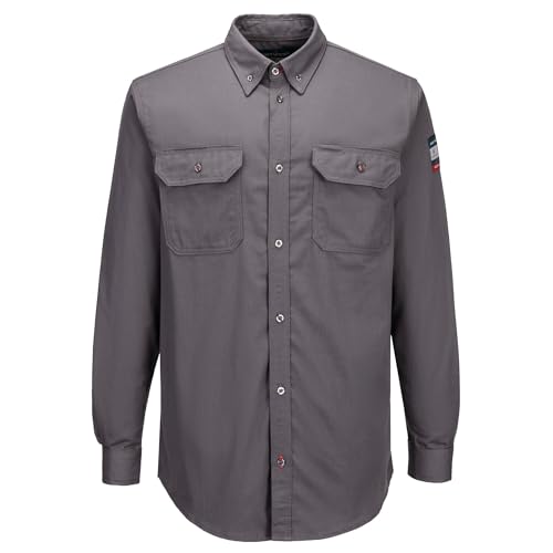 Image of Portwest FR89 Fire Resistant Safety Work Shirt in FR Bizflame 88 /12 ASTM NFPA, Gray, 6XL
