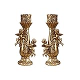 Set of 2 Cherubs Angels Statue Candle Holder, Pillar Candle Holder for Dining Table, Indoor Home Can