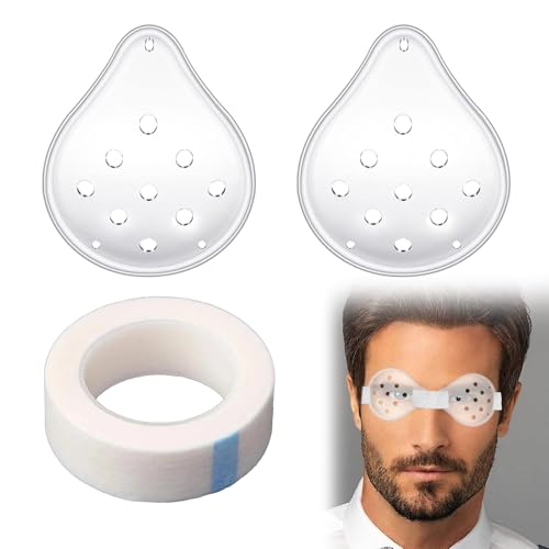 Protección Ocular Transparente,Protector para Los Ojos Después de la Cirugía,Vendajes para Los Ojos Ventilados,2 Piezas Protector Ocular Transpirable,con 1 Rollo de Cinta Adhesiva Tokaneit