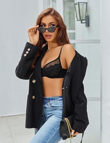 Image of Avidlove Lace Bras for Women Sheer Balconette Underwire Unlined Everyday Bras Lingerie
