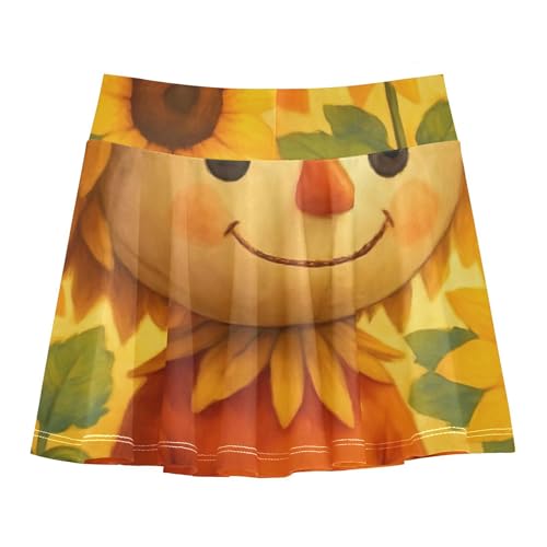 Athletic Shorts for Girls Skorts Cute Scarecrow Sunflowers Fall Toddlers Tennis Skirts Flowy Girl Skort 3t2