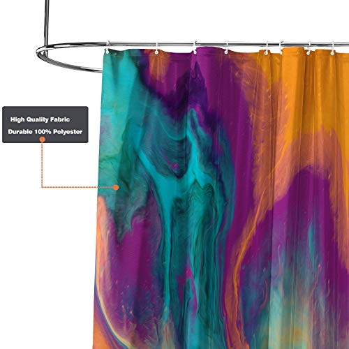 Yaehoco Abstract Rich And Colorful Fabric Shower Curtain | Main Colors: Orange, Purple, Blue, Yellow,Teal | Waterproof Shower Curtains Wiith Hooks For Bathroom Decor｜ 72"X78" Inch #TOP2