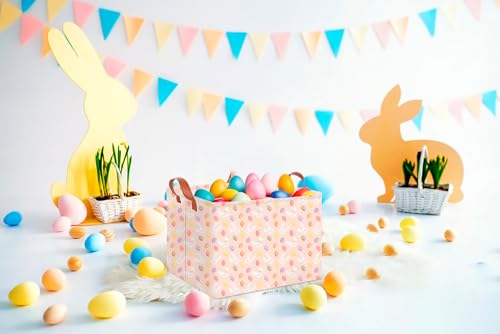 Image of CLOCOR Rectangular Easter Bunny Basket - Easter Egg Storage Bin, Gift Basket, Toy Organizer & Room Decor