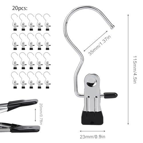 Miniatura 2 de 20 Perchas Clip Para Colgar, Ganchos Pinza, Percha Botas, Pinzas De Metal Versátiles Con Rotación De 360 , Diseño 2 En 1 Con Pinza Y Gancho, Adecuadas Para Ropa, Zapatos, Pantalones, Toallas