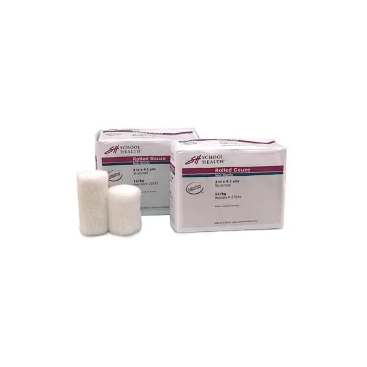 School Health - Non-Sterile Rolled Gauze for Wound Dressing Wound Care First Aid Kits - Highly Absorbent Cotton