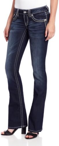 Miss Me Thick Stitch Bootcut Jean , Dark Blue, 27