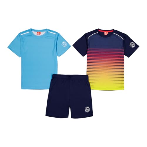 ALPHADVENTURE - Conjunto Deportivo Niño, Chándal de 3 Piezas, Set de 2 Camisetas de Manga Corta y 1 Pantalón Corto con bolsillos para Hacer Deporte - Tallas de 6 hasta 14 años