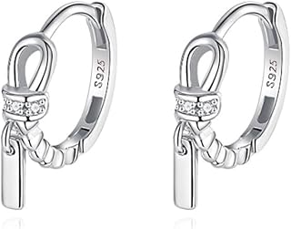 Solid 925 Sterling Silver Minimalist CZ Hoop Earrings for Women Girls Small Huggie Hoop Earrings Cartilage Helix Hoop Earrings