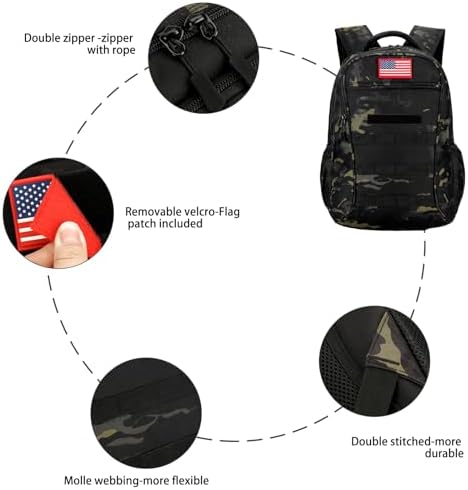 outdoor plus 30L Tactical Camo Boys Backpack – Laptop compartment to 15.6 inches
