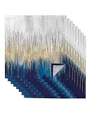Dinner Cloth Napkins Set of 8(20x20in) Modern Abstract Art Colorful Navy Blue Gold Gray Ombre Napkin