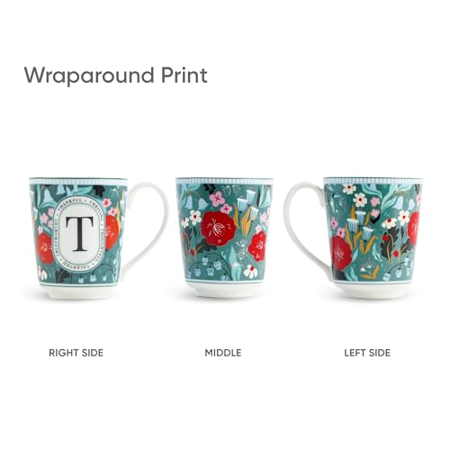 Image of Shay Alphabet Mug 300ml, Letter T Printed Coffee Mug for Girls, Boys, Friends | Ceramic Mug |Glossy Finish | Ceramic Coffee Cup | Porcelain | Microwave Safe (Alphabet Mug - T)