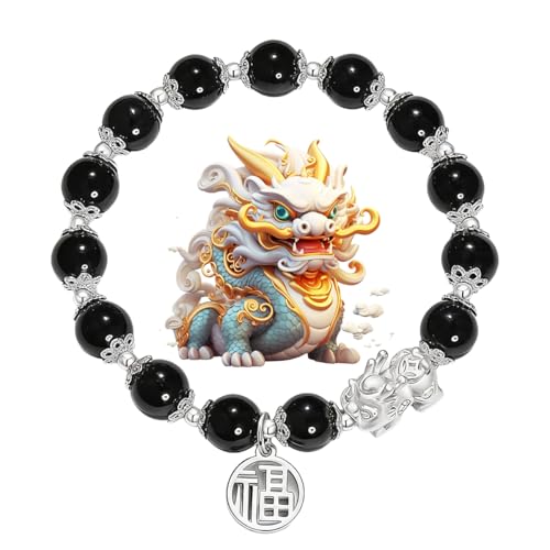 Lucky Pixiu Feng Shui Obsidian Money Attraction Bracelet Men Women