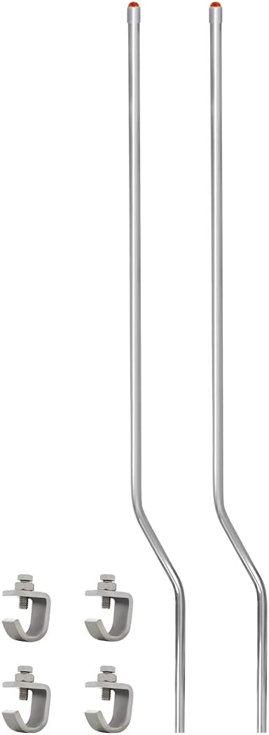 United Pacific 86068 49-inch Stainless Steel Bumper Guide Kit w/Amber Watermelon Lens, Tall Bumper Marker/Guide Rods, Better Visibility - Pack of 2