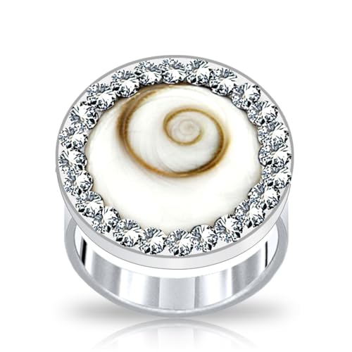 PLANETYS - Bague Ronde Oeil de Sainte Lucie Argent 925/1000 Oxydes de Zirconium - Taille Réglable