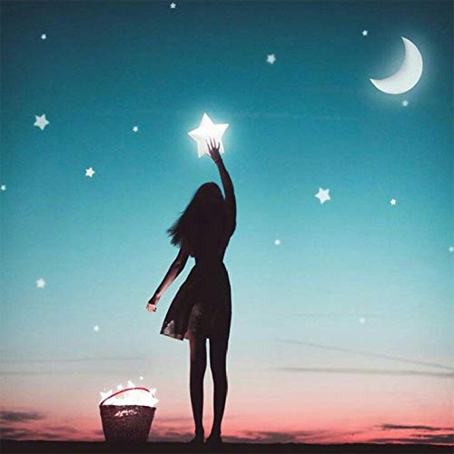 Diy 5D Diamond Painting By Number Kits For Adults Full Drill,Embroidery Rhinestone Painting Craft Girl And Stars Moon 15.7 × 15.7In 1 Pack By Sarow #TOP9
