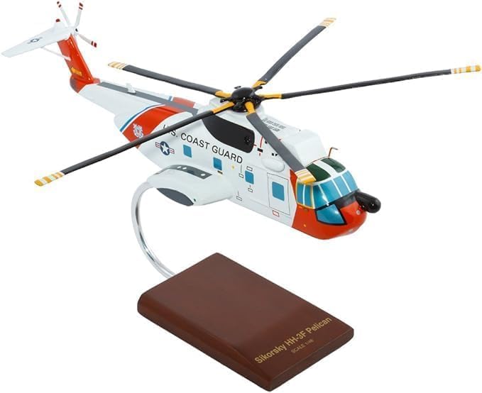 HH-3F Pelican Coast Guard Sikorsky Helicopter Desktop Display Airplane Model Scale:1/48