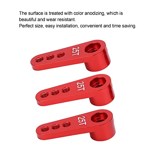 3 Stück Aluminium RC Servohörner, 25T Metalllenkarm Servoarm Kompatibel mit 1/8 1/10 RC Auto, Rot