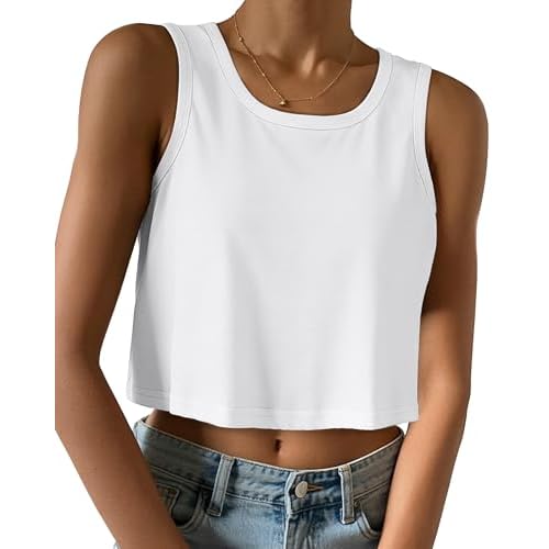Womens Crop Tops Sleeeveless Cropped Tank Summer Scoop Neck Casual Loose Fit Basic Shirts 2026
