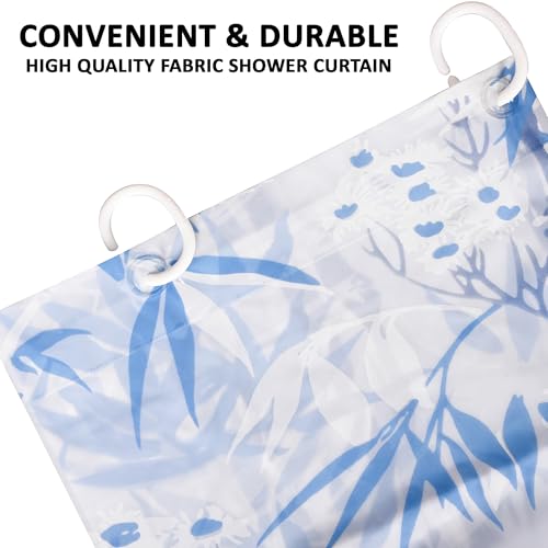 Image of Kuber Industries (Pack of 2) Shower Opaque Curtain | 7 Feet | PVC Waterproof Window Curtain | Bathroom Shower Curtain | AC Curtains | Curtains for Bathtub | 8 Rings Curtain | Bamboo Print | Blue