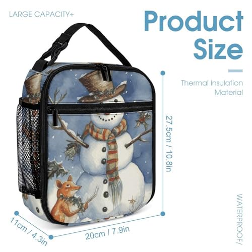 Winter Snowman Backpack Set Lightweight Bag Lunch Box Pencil Bags for Women Men Bookbags 3 in 14