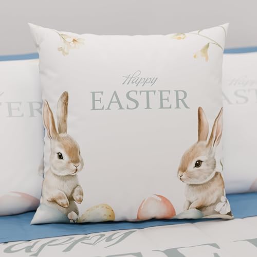 PETTI Artigiani Italiani - Coppia di Federe Cuscino Pasquali 45x45 cm in Microfibra, Cuscini Arredo di Pasqua, per Camera da Letto, Divano, Salotto, Set 2 Fodere Copricuscino, 100% Made in Italy - Immagine 1