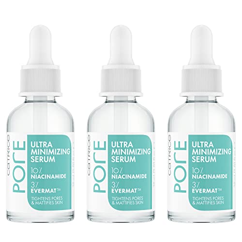 Catrice Pore Ultra Minimizing Serum, Gesichtsserum, Transparent, mattierend, pflegend, transluzent, für trockene Haut, vegan, ölfrei, ohne Parfüm, ohne Alkohol, 3er Pack (3x30ml)