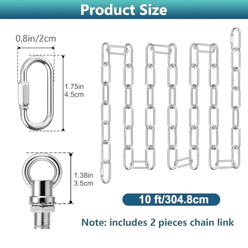 Image of garini 10 Feet Silver Light Fixture Chain, Adjustable Metal Pendant Chandelier Chain Extension with Detachable Link, Maximum Load is 66 Pounds