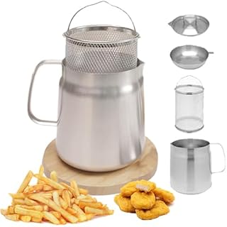 MJMLUCK Freidora de Acero Inoxidable Rose and Teddy, Olla con Filtro de Aceite de Acero Inoxidable 304, freidora Profunda para Estufa con Canasta (50.73 oz/1.5 L) (67.64 oz/2 L)